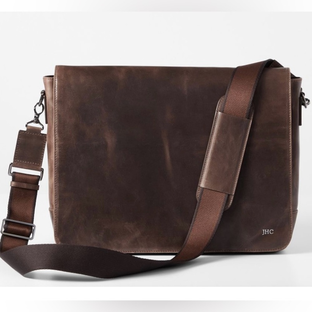 Mark & Graham GRAHAM LEATHER MESSENGER BAG in rustic brown